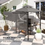 8' x 7.6' Outdoor Grill Gazebo, Barbecue Gazebo Shelter with Side Awning, 2 Side Shelves and 6 Hooks - Image 4