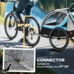 3-in-1 Bike Trailer for Kids, Running Stroller with 2 Seats, Jogging Cart with 5-Point Harness, Storage Units, Blue - Image 7