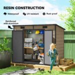 Plastic Outdoor Storage Shed with Floor with Lockable Doors, Air Vents, 8' x 4', Light Brown - Image 4