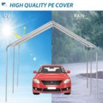 9.6' x 19.5' Carport Heavy Duty Galvanized Car Canopy w/ Included Anchor Kit, 3 Reinforced Steel Cables, White - Image 6