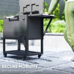 104 Quart Large Capacity Outdoor Cooler Cart, Patio Rolling Ice Chest with Bottle Opener Shelves Wheels, Black - Image 7