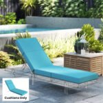 Chaise Lounge Cushion, 4" Thick Outdoor Lounge Chair Cushion with Ties for Patio, 21" x 72 ", Blue - Image 2