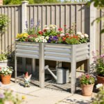 Raised Garden Bed Galvanized Steel, Elevated Planter Box with Storage Shelf, Bed Liner, 31.5" High, Silver - Image 2