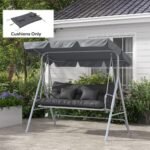 59" Tufted Bench Cushions & Throw Pillows, Replacement Bench Seat Pad, Back & 2 Pillows for Outdoor Furniture, Charcoal - Image 2