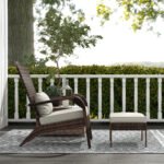 Wicker Adirondack Chair Fire Pit Chair w/ Ottoman & Cushions, White - Image 7