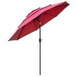 9FT 3 Tiers Patio Umbrella Outdoor Market Umbrella with Crank, Push Button Tilt for Deck, Backyard and Lawn - Image 9
