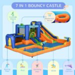 7 in 1 Water Slide w/ Slide Pool Climbing Wall Water Cannon Basketball Hoop Boxing Post Football Stand for 3-8 Years - Image 4