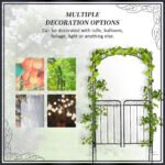 84" Garden Arch Arbor with Gate, Metal Arch Trellis, Garden Archway for Climbing Vines, Wedding Ceremony Decoration, Flourishes & Arrow Tips, Black - Image 6