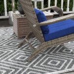 Wicker Adirondack Chair Fire Pit Chair w/ Ottoman & Cushions, Blue - Image 8