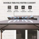 8' x 5' Grill Gazebo, Double Tiered Barbecue Grill Gazebo Shelter with 2 Side Shelves and 10 Hooks for Patio, Garden - Image 4