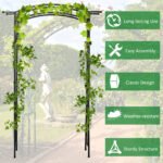 7Ft Garden Arch Arbor, Metal Arch Trellis for Climbing Vines, Garden Archway for Wedding, Bridal Party, Ceremony - Image 5