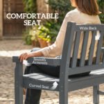 2-Person Garden Bench, HDPE Outdoor Bench with 530 lbs Capacity, Curved Seat for Backyard, Park, Porch, Lawn, Gray - Image 7