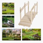 Wooden Arch Garden Bridge, Safety Rails for Backyard Ponds, Creeks, Streams, 7.5' , Natural - Image 6