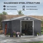 11' x 13' Garden Metal Shed, Storage Shed Utility Storage with Double Locking Doors for Bike, Yard Tools, Dark Gray - Image 5