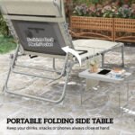Tanning Chair with Face Hole and Side Table, 5-Position Folding Outdoor Chaise Lounge Chair, Beige - Image 4