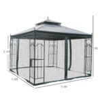 118" x 118" Steel Outdoor Patio Gazebo Canopy with Removable Mesh Curtains, Display Shelves, & Steel Frame - Image 3