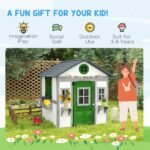 Wooden Playhouse for Kids Outdoor with Doors, Windows, Planter Pots and Boxes for Toddlers 3-8 Years, White - Image 7