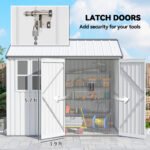 8' x 6' Metal Garden Storage Shed, Extra Large Outdoor Tool Storage House w/ Doors, Window and Air Vents, White - Image 7