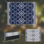 Reversible Outdoor Rug Carpet with LED Lights, 10' x 8' PP Straw Rug with Carry Bag and Ground Stakes - Image 3