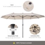 Extra Large 15 ft Patio Umbrella, Double-Sided Wide Outdoor Umbrella with Crank Handle and Air Vents for Backyard, Deck, Pool, Market, Gray - Image 6