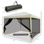 210D Oxford 10' x 10' Pop Up Canopy Tent with Netting, Instant Screen Room House, Tents for Parties, Height Adjustable, with Carry Bag, for Outdoor, Garden, Patio - Image 3