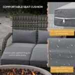 Wicker Adirondack Chair for 2 with Cushions & Footrests, PE Rattan Double Chaise Lounge Chair, Fire Pit Chair for Porch with High-back, Wide Armrests, Mixed Gray - Image 6