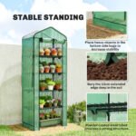 Mini Greenhouse with Screen Roof, 5 Tier Portable Small Greenhouse with High Strength PE Cover, Green - Image 8