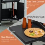 Outdoor 3 Burner Gas Grill Portable Barbecue w/ Wheels, Warming Rack, Shelves, Cabinet, Thermometer, Black - Image 6