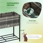 Raised Garden Bed, Elevated Planter Box with Rattan Wicker Look, Tool Storage Shelf, Portable Design for Herbs, Vegetables, Flowers, Gray - Image 6