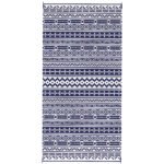 Reversible Outdoor Rug, Waterproof Plastic Straw with Carry Bag, 9' x 18', Blue & White Geometric Wall
