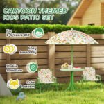Kids Picnic Table and Chair Set, Outdoor Activity Table with Foldable Chairs, Removable Umbrella for Backyard, Green - Image 7