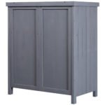 Outdoor Storage Cabinet, Outdoor Tool Shed with Galvanized Top and Two Shelves for Yard Tools or Pool Accessories, Gray - Image 7