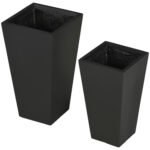 2-Pack Outdoor Planter Set, Flower Pots with Drainage Holes, Durable & Stackable Plant Pot, 22in & 18in, for Porch, Entryway, Patio, Yard, Garden, Black - Image 8
