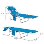 Tanning Chair with Face Hole, 5-Level Adjustable Outdoor Chaise Lounge Chair with Pillow for Beach, Pool, Light Blue - Image 3