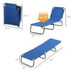 Folding Chaise Lounge Pool Chairs, Outdoor Sun Tanning Chairs with 5-Level Reclining Back, Steel Frame for Beach, Yard, Patio, Blue - Image 3