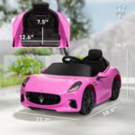 Maserati Gran Turismo Licensed 12V Kids Electric Car w/ Remote Control, Soft Start, LED Lights, Music, Horn - Image 3