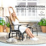 Outdoor Glider with Ottoman, Patio Glider Chair Set with High Back, Wide Seat for Porch, Garden, Backyard, Tan - Image 4