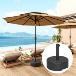 Round Patio Umbrella Base Holder, Heavy Duty Outdoor Umbrella Stand Base, Filled Up to 44lbs with Stand or 40lbs with Water for Garden, Poolside - Image 2