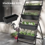 4-Tier Vertical Raised Garden Planter with 4 Boxes, Outdoor Plant Stand Grow Container for Vegetable & Flowers, Black - Image 7