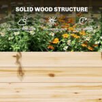 Wooden Raised Garden Bed with Trellis and Roof, Elevated Planter Box with 2 Shelves, Drainage Hole and Liner, Natural - Image 8