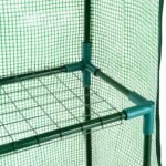 56" x 29" x 77" Walk-in Greenhouse, Garden Hot House with 3 Tier Shleves, Roll-Up Door and PE Cover, Green - Image 8