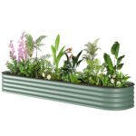 7.9' x 2' x 1' Galvanized Raised Garden Bed Kit, Metal Planter Box with Safety Edging, Green