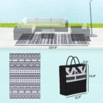 Reversible Outdoor Rug, Waterproof Plastic Straw with Carry Bag, 6' x 9', Blue & White Geometric - Image 3