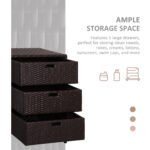 Patio PE Rattan Storage Cabinet, Wicker Pool Cabinet Organizer, Outdoor Towel Rack for Pool with 3 Drawers, Brown - Image 4