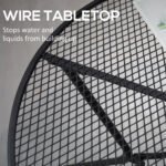 35" Round Outdoor Patio Bistro Dining Table, French Cafe Style, Conversation Space, Fast Drying Metal Mesh Tabletop for Garden, Backyard, Poolside, Black - Image 4