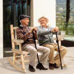 2-Person Wood Rocking Chair with Log Design, Heavy Duty Loveseat with Wide Curved Seats for Patio, Backyard, Garden, Natural - Image 2