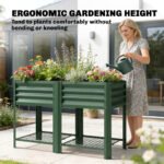Raised Garden Bed Galvanized Steel, Elevated Planter Box with Storage Shelf, Bed Liner, 31.5" High, Green - Image 6