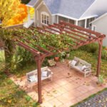 11' x 12.5' Outdoor Wood Pergola with Grape Trellis for Patio, Deck, Backyard, Lawn - Image 7