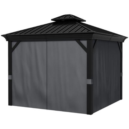Hardtop Gazebo, 10 ft x 12 ft, with Galvanized Steel Roof, Hooks and Wood Frame
