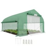 11.5' x 10' x 6.5' Walk-in Tunnel Greenhouse, Green House with Zippered Mesh Door, 7 Mesh Windows & Roll-up Sidewalls, Upgraded Gardening Plant Hot House with Galvanized Steel Hoops, Green